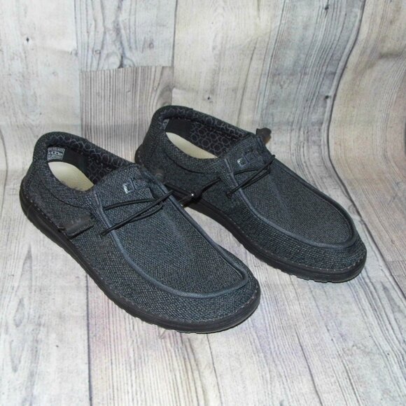 HEY DUDE Wally Sox Micro Total Black Slip On Loafers Mens Size 11 - Picture 1 of 7
